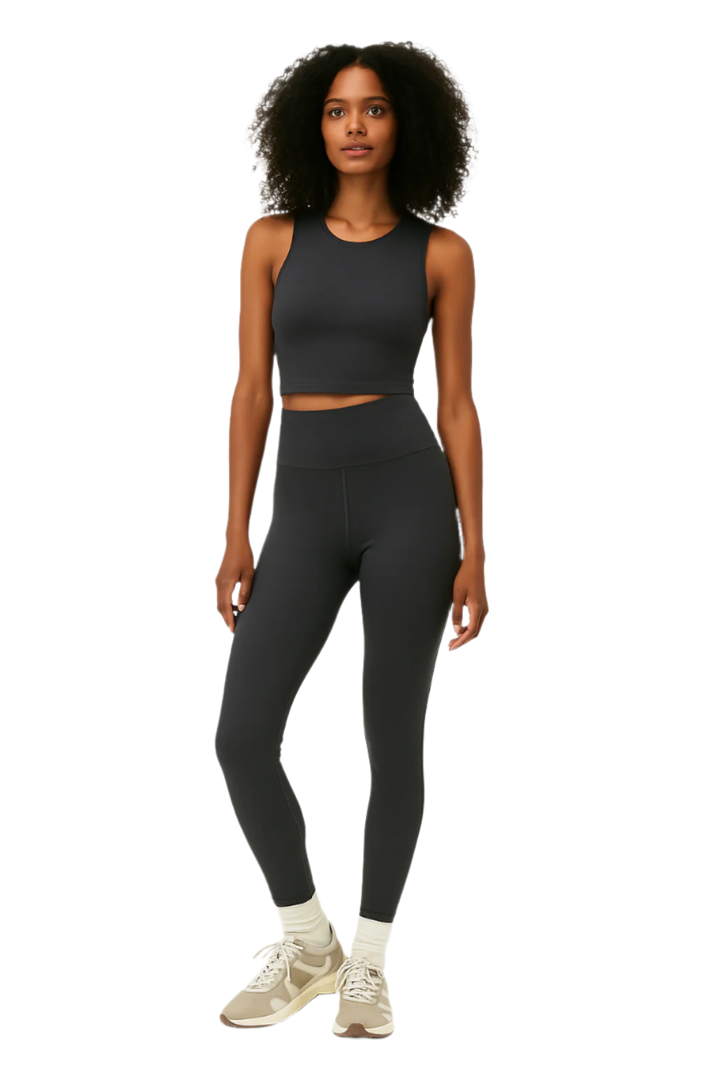 Charcoal Seamless Crop Top & High-Waisted Leggings Set